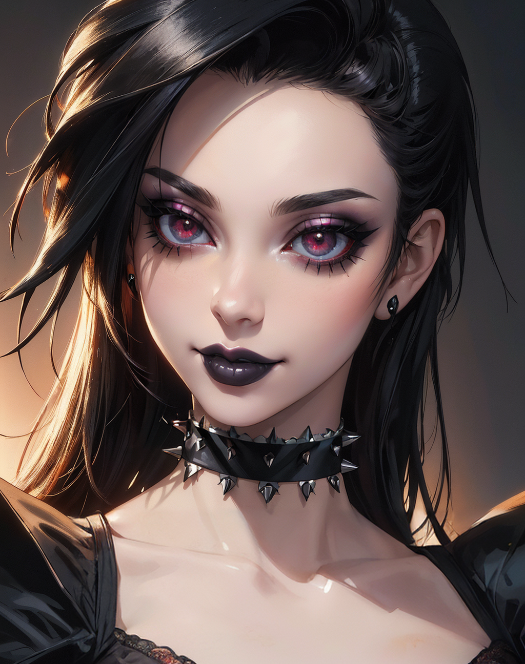 16829-1048999538-((Masterpiece, best quality, edgQuality)),smile_edgChoker, 1girl, solo, close-up, spikes,(goth makeup),pale skin,metal choker,we.png